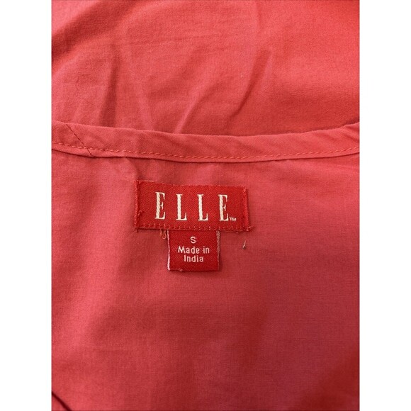 Elle Coral Peach Eyelet Cotton Button down Smock Dress Size small - Picture 4 of 6